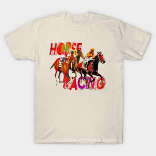 Colorful Horse Racing Design T-Shirt